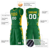 Custom Reversible Green Basketball Uniform Personailzed Printed Athletic Sports Shirts Mesh Jersey